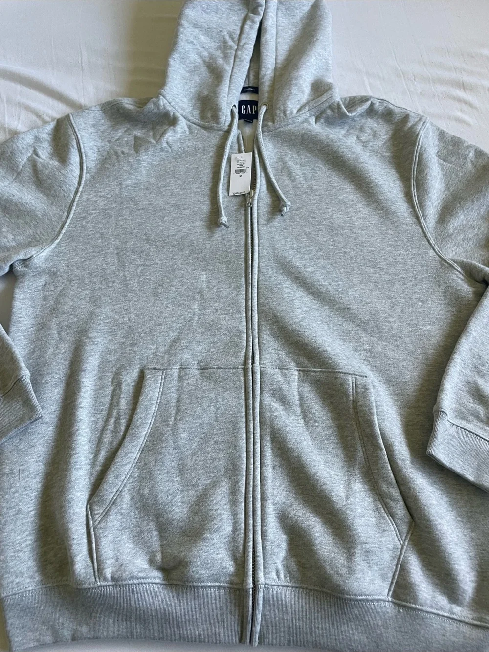 GAP Men's Heather Light Gray Full-Zip Hoodie